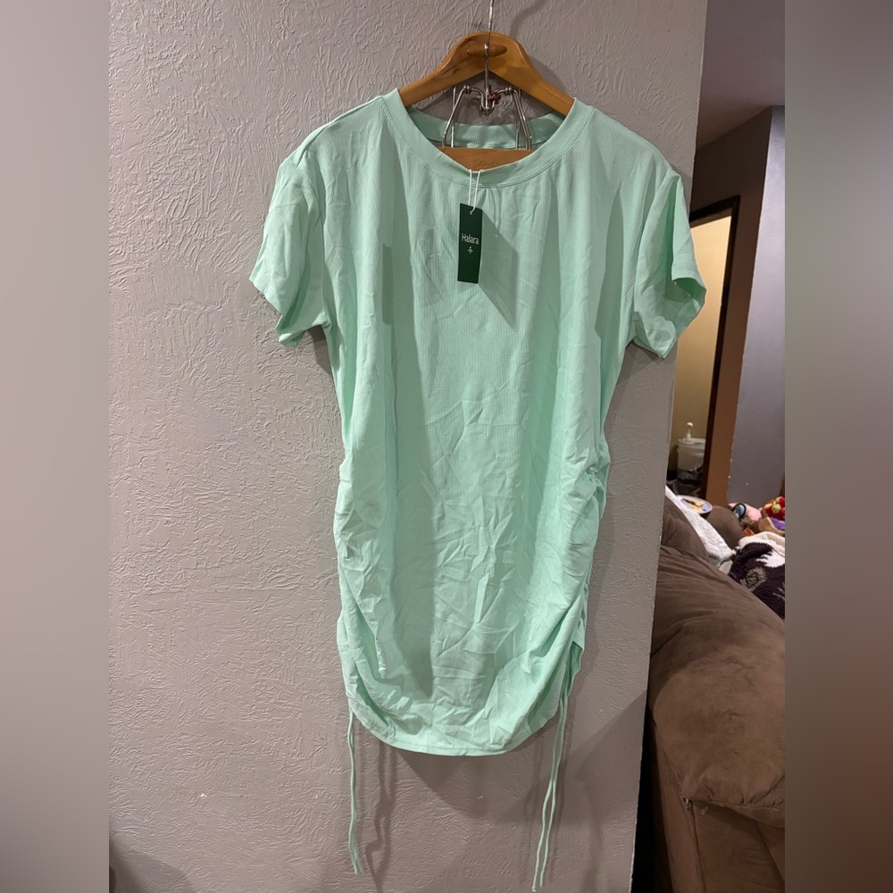 NWT Halara Side Cinch Up Bodycon style Mini Dress in Mint Green size Large